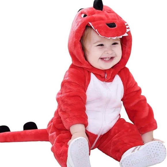Red Dinosaur Toddler Onesie Romper 30-36 Months - Picture 1 of 7